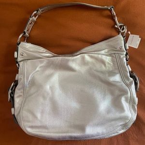 Platinum Leather Coach Purse